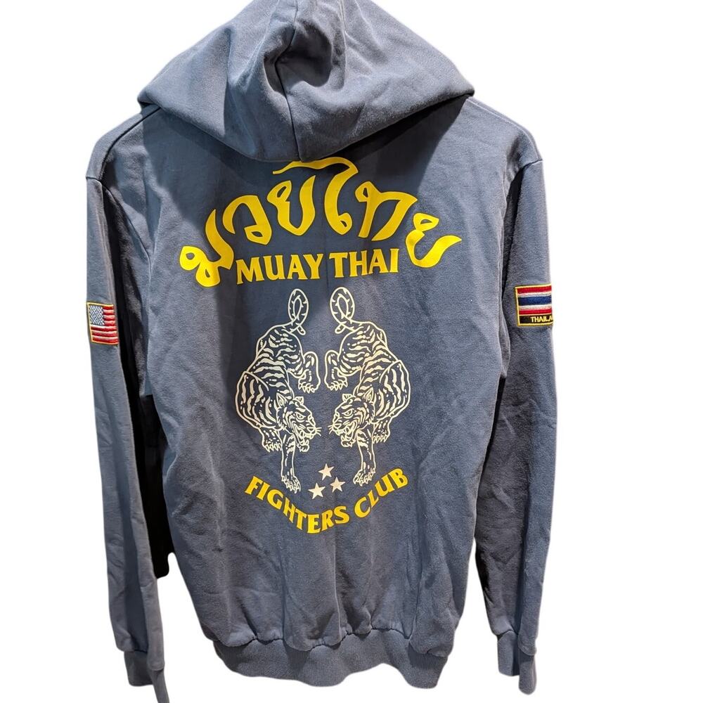 Kill Crew Porrada Muay Thai Fighters Club Full Zip Hoodie Blue Tigers M